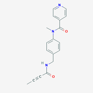 N-[4-[(But-2-ynoylamino)methyl]phenyl]-N-methylpyridine-4-carboxamide
