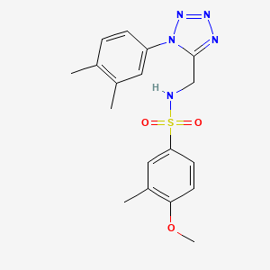 molecular formula C18H21N5O3S B2748107 N-((1-(3,4-dimethylphenyl)-1H-tetrazol-5-yl)methyl)-4-methoxy-3-methylbenzenesulfonamide CAS No. 942000-18-2