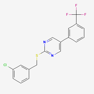 3-Chlorobenzyl 5-(3-(trifluoromethyl)phenyl)-2-pyrimidinyl sulfide