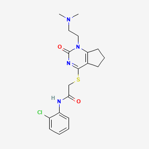 molecular formula C19H23ClN4O2S B2748134 N-(2-chlorophenyl)-2-({1-[2-(dimethylamino)ethyl]-2-oxo-1H,2H,5H,6H,7H-cyclopenta[d]pyrimidin-4-yl}sulfanyl)acetamide CAS No. 933204-00-3