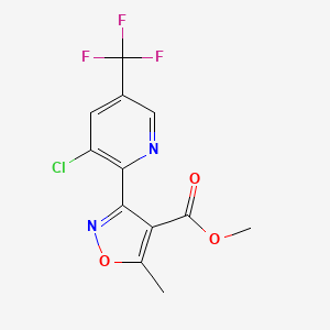 molecular formula C12H8ClF3N2O3 B2748195 Methyl 3-[3-chloro-5-(trifluoromethyl)pyridin-2-yl]-5-methyl-1,2-oxazole-4-carboxylate CAS No. 303997-60-6