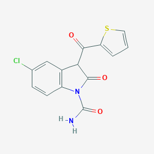 molecular formula C14H9ClN2O3S B027482 2,3-Dihydro-5-chloro-2-oxo-3-(2-thienylcarbonyl)-1H-indole-1-carboxamide CAS No. 100599-27-7