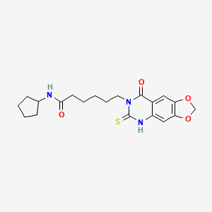 molecular formula C20H25N3O4S B2748206 N-cyclopentyl-6-(8-oxo-6-thioxo-5,6-dihydro-[1,3]dioxolo[4,5-g]quinazolin-7(8H)-yl)hexanamide CAS No. 688053-94-3