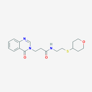 3-(4-oxoquinazolin-3(4H)-yl)-N-(2-((tetrahydro-2H-pyran-4-yl)thio)ethyl)propanamide