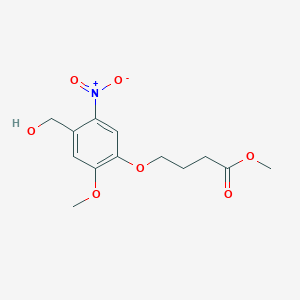 molecular formula C13H17NO7 B2748211 Methyl 4-[4-(hydroxymethyl)-2-methoxy-5-nitrophenoxy]butanoate CAS No. 176375-43-2