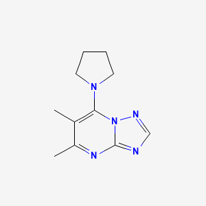 molecular formula C11H15N5 B2748253 1-{5,6-Dimethyl-[1,2,4]triazolo[1,5-A]pyrimidin-7-YL}pyrrolidine CAS No. 1340757-75-6