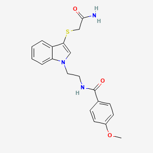 molecular formula C20H21N3O3S B2748292 N-[2-[3-(2-amino-2-oxoethyl)sulfanylindol-1-yl]ethyl]-4-methoxybenzamide CAS No. 851412-91-4