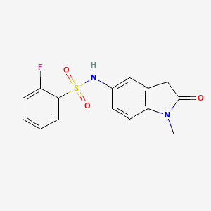 2-fluoro-N-(1-methyl-2-oxoindolin-5-yl)benzenesulfonamide