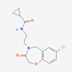 molecular formula C15H17ClN2O3 B2748296 N-(2-(7-chloro-3-oxo-2,3-dihydrobenzo[f][1,4]oxazepin-4(5H)-yl)ethyl)cyclopropanecarboxamide CAS No. 2034332-09-5