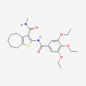 molecular formula C24H32N2O5S B2748306 N-methyl-2-(3,4,5-triethoxybenzamido)-5,6,7,8-tetrahydro-4H-cyclohepta[b]thiophene-3-carboxamide CAS No. 893097-70-6