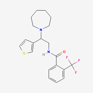 molecular formula C20H23F3N2OS B2748328 N-(2-(azepan-1-yl)-2-(thiophen-3-yl)ethyl)-2-(trifluoromethyl)benzamide CAS No. 954714-32-0