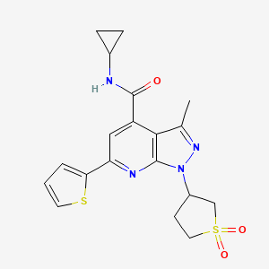 molecular formula C19H20N4O3S2 B2748331 N-cyclopropyl-1-(1,1-dioxidotetrahydrothiophen-3-yl)-3-methyl-6-(thiophen-2-yl)-1H-pyrazolo[3,4-b]pyridine-4-carboxamide CAS No. 1021075-22-8