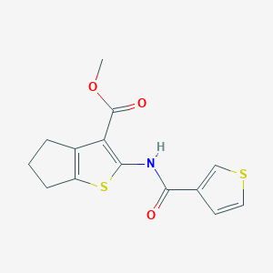 molecular formula C14H13NO3S2 B2748352 Methyl 2-(thiophene-3-amido)-4h,5h,6h-cyclopenta[b]thiophene-3-carboxylate CAS No. 2138052-37-4