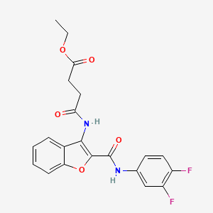 molecular formula C21H18F2N2O5 B2748370 ethyl 3-({2-[(3,4-difluorophenyl)carbamoyl]-1-benzofuran-3-yl}carbamoyl)propanoate CAS No. 888453-89-2
