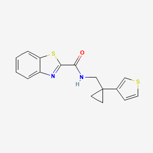 molecular formula C16H14N2OS2 B2748398 N-{[1-(thiophen-3-yl)cyclopropyl]methyl}-1,3-benzothiazole-2-carboxamide CAS No. 2415565-05-6