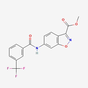 molecular formula C17H11F3N2O4 B2748429 Methyl 6-{[3-(trifluoromethyl)benzoyl]amino}-1,2-benzisoxazole-3-carboxylate CAS No. 400080-48-0