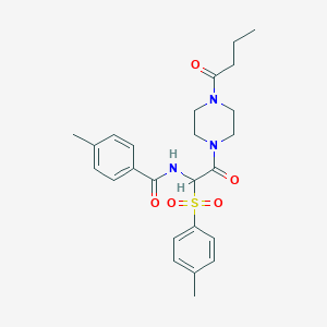 molecular formula C25H31N3O5S B2748498 N-(2-(4-butyrylpiperazin-1-yl)-2-oxo-1-tosylethyl)-4-methylbenzamide CAS No. 1025033-60-6