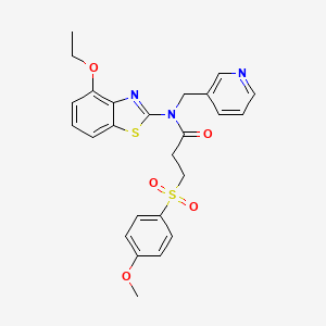 molecular formula C25H25N3O5S2 B2748507 N-(4-ethoxybenzo[d]thiazol-2-yl)-3-((4-methoxyphenyl)sulfonyl)-N-(pyridin-3-ylmethyl)propanamide CAS No. 920394-86-1