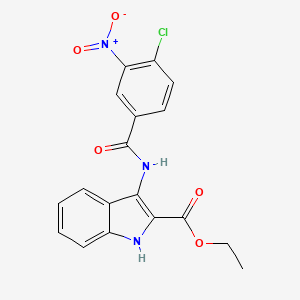 molecular formula C18H14ClN3O5 B2748514 ethyl 3-(4-chloro-3-nitrobenzamido)-1H-indole-2-carboxylate CAS No. 850929-56-5