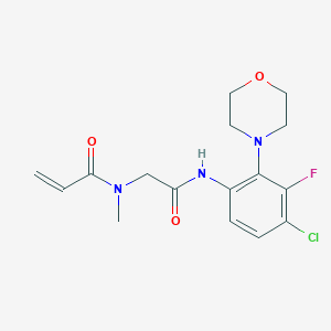 molecular formula C16H19ClFN3O3 B2748521 N-[2-(4-Chloro-3-fluoro-2-morpholin-4-ylanilino)-2-oxoethyl]-N-methylprop-2-enamide CAS No. 2199866-55-0