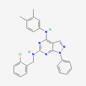 molecular formula C26H23ClN6 B2748529 N6-[(2-chlorophenyl)methyl]-N4-(3,4-dimethylphenyl)-1-phenyl-1H-pyrazolo[3,4-d]pyrimidine-4,6-diamine CAS No. 946347-14-4