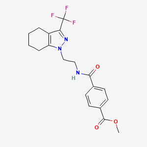 molecular formula C19H20F3N3O3 B2748556 methyl 4-((2-(3-(trifluoromethyl)-4,5,6,7-tetrahydro-1H-indazol-1-yl)ethyl)carbamoyl)benzoate CAS No. 1797326-73-8