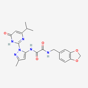 N1-(benzo[d][1,3]dioxol-5-ylmethyl)-N2-(1-(4-isopropyl-6-oxo-1,6-dihydropyrimidin-2-yl)-3-methyl-1H-pyrazol-5-yl)oxalamide