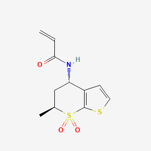 molecular formula C11H13NO3S2 B2748663 N-[(4S,6S)-6-Methyl-7,7-dioxo-5,6-dihydro-4H-thieno[2,3-b]thiopyran-4-yl]prop-2-enamide CAS No. 2389408-65-3