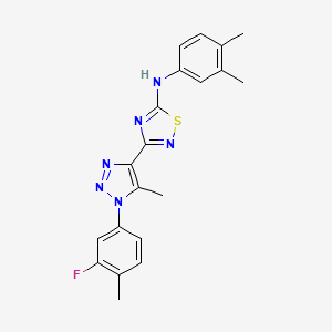 molecular formula C20H19FN6S B2748731 N-(3,4-dimethylphenyl)-3-[1-(3-fluoro-4-methylphenyl)-5-methyl-1H-1,2,3-triazol-4-yl]-1,2,4-thiadiazol-5-amine CAS No. 1189869-09-7