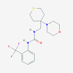 molecular formula C18H24F3N3O2S B2748734 1-[(4-Morpholin-4-ylthian-4-yl)methyl]-3-[2-(trifluoromethyl)phenyl]urea CAS No. 2380099-57-8