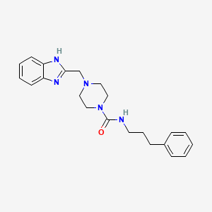 molecular formula C22H27N5O B2748744 4-((1H-苯并[d]咪唑-2-基)甲基)-N-(3-苯基丙基)哌嗪-1-甲酰胺 CAS No. 1207018-30-1
