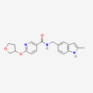 molecular formula C20H21N3O3 B2748745 N-((2-methyl-1H-indol-5-yl)methyl)-6-((tetrahydrofuran-3-yl)oxy)nicotinamide CAS No. 2034389-79-0