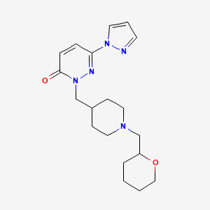 molecular formula C19H27N5O2 B2748747 2-({1-[(oxan-2-yl)methyl]piperidin-4-yl}methyl)-6-(1H-pyrazol-1-yl)-2,3-dihydropyridazin-3-one CAS No. 2097890-93-0