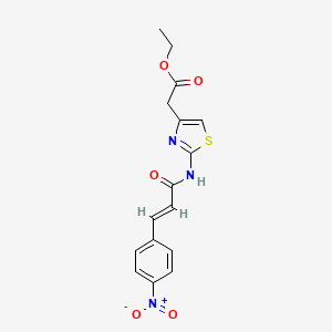 (E)-ethyl 2-(2-(3-(4-nitrophenyl)acrylamido)thiazol-4-yl)acetate