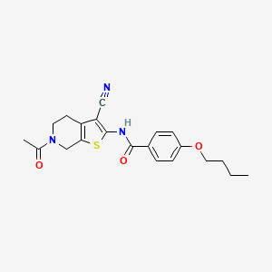 molecular formula C21H23N3O3S B2748783 N-(6-acetyl-3-cyano-4,5,6,7-tetrahydrothieno[2,3-c]pyridin-2-yl)-4-butoxybenzamide CAS No. 864858-58-2
