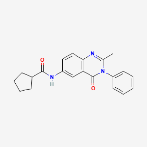 molecular formula C21H21N3O2 B2748826 N-(2-methyl-4-oxo-3-phenyl-3,4-dihydroquinazolin-6-yl)cyclopentanecarboxamide CAS No. 1105205-91-1