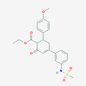 molecular formula C23H25NO6S B2748827 ethyl 4-(3-methanesulfonamidophenyl)-6-(4-methoxyphenyl)-2-oxocyclohex-3-ene-1-carboxylate CAS No. 867042-26-0