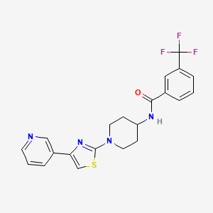 molecular formula C21H19F3N4OS B2748831 N-(1-(4-(pyridin-3-yl)thiazol-2-yl)piperidin-4-yl)-3-(trifluoromethyl)benzamide CAS No. 1795482-20-0