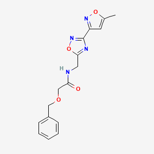 molecular formula C16H16N4O4 B2748838 2-(benzyloxy)-N-((3-(5-methylisoxazol-3-yl)-1,2,4-oxadiazol-5-yl)methyl)acetamide CAS No. 2034420-83-0