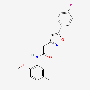 molecular formula C19H17FN2O3 B2748847 2-[5-(4-fluorophenyl)-1,2-oxazol-3-yl]-N-(2-methoxy-5-methylphenyl)acetamide CAS No. 952984-96-2