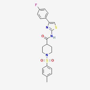 molecular formula C22H22FN3O3S2 B2748855 N-(4-(4-fluorophenyl)thiazol-2-yl)-1-tosylpiperidine-4-carboxamide CAS No. 923488-30-6