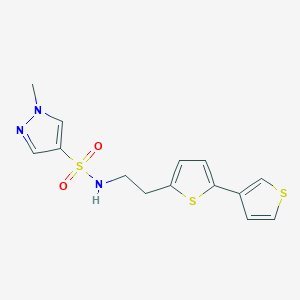 molecular formula C14H15N3O2S3 B2748932 N-(2-([2,3'-bithiophen]-5-yl)ethyl)-1-methyl-1H-pyrazole-4-sulfonamide CAS No. 2034594-27-7
