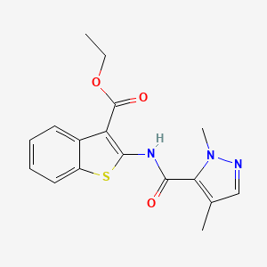 molecular formula C17H17N3O3S B2748962 ethyl 2-(1,4-dimethyl-1H-pyrazole-5-amido)-1-benzothiophene-3-carboxylate CAS No. 1219844-94-6