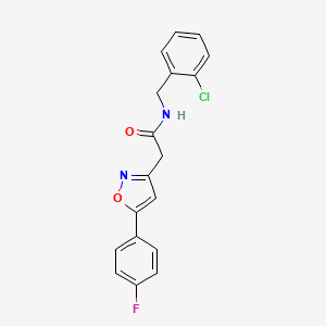 molecular formula C18H14ClFN2O2 B2749008 N-[(2-chlorophenyl)methyl]-2-[5-(4-fluorophenyl)-1,2-oxazol-3-yl]acetamide CAS No. 952977-78-5