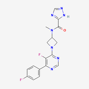 molecular formula C17H15F2N7O B2749017 N-{1-[5-fluoro-6-(4-fluorophenyl)pyrimidin-4-yl]azetidin-3-yl}-N-methyl-1H-1,2,4-triazole-3-carboxamide CAS No. 2380186-98-9