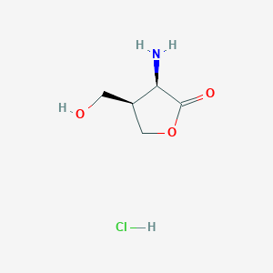 molecular formula C5H10ClNO3 B2749035 (3R,4R)-3-Amino-4-(hydroxymethyl)oxolan-2-one;hydrochloride CAS No. 2416218-17-0