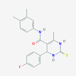molecular formula C20H20FN3OS B2749051 N-(3,4-dimethylphenyl)-4-(4-fluorophenyl)-6-methyl-2-sulfanylidene-1,2,3,4-tetrahydropyrimidine-5-carboxamide CAS No. 406691-82-5