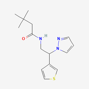 molecular formula C15H21N3OS B2749053 3,3-dimethyl-N-[2-(1H-pyrazol-1-yl)-2-(thiophen-3-yl)ethyl]butanamide CAS No. 2034547-02-7