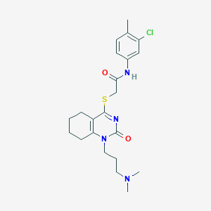 molecular formula C22H29ClN4O2S B2749068 N-(3-chloro-4-methylphenyl)-2-((1-(3-(dimethylamino)propyl)-2-oxo-1,2,5,6,7,8-hexahydroquinazolin-4-yl)thio)acetamide CAS No. 899749-61-2