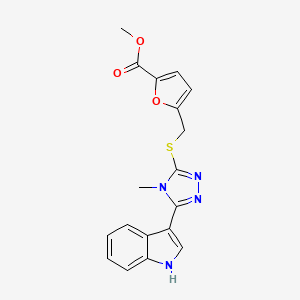 molecular formula C18H16N4O3S B2749085 methyl 5-({[5-(1H-indol-3-yl)-4-methyl-4H-1,2,4-triazol-3-yl]sulfanyl}methyl)furan-2-carboxylate CAS No. 852143-30-7